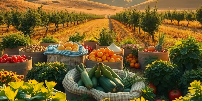 A lush, green field full of organic textures and produce.