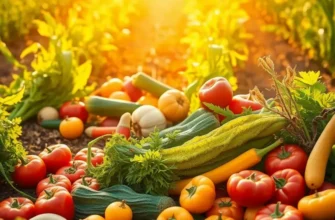 An alluring landscape featuring vibrant fields filled with fresh fruits and vegetables, emphasizing healthy eating.