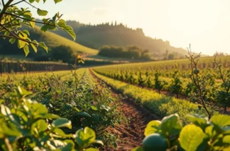 A scenic nature view filled with healthy, organic fruits and vegetables.