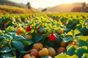 A colorful organic vegetable field basking in warm sunlight.