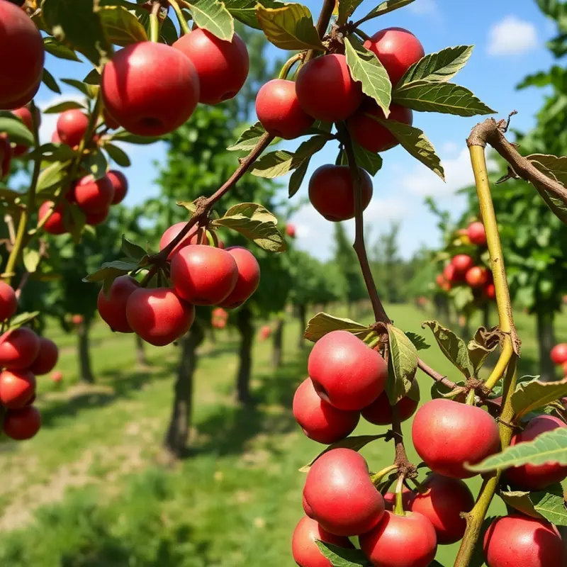 A sunlit field full of vibrant vegetables and fruits, encapsulating the essence of fresh, organic produce.