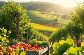 A vibrant landscape rich with fresh organic ingredients, encapsulating the heart of Persian culinary traditions.