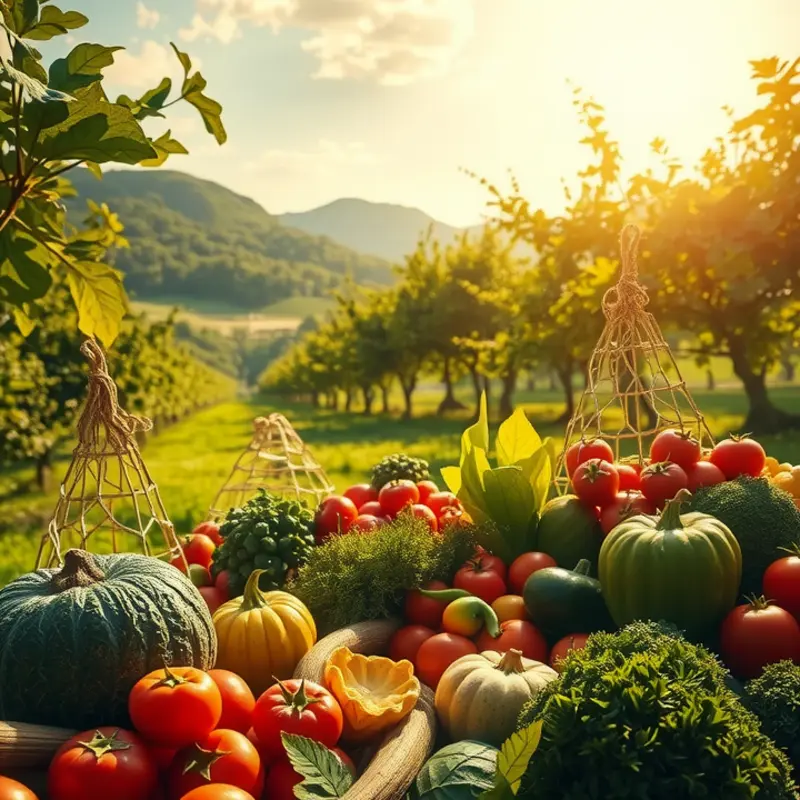 A scenic portrayal of fresh produce, highlighting the natural abundance of ingredients central to Persian cuisine.
