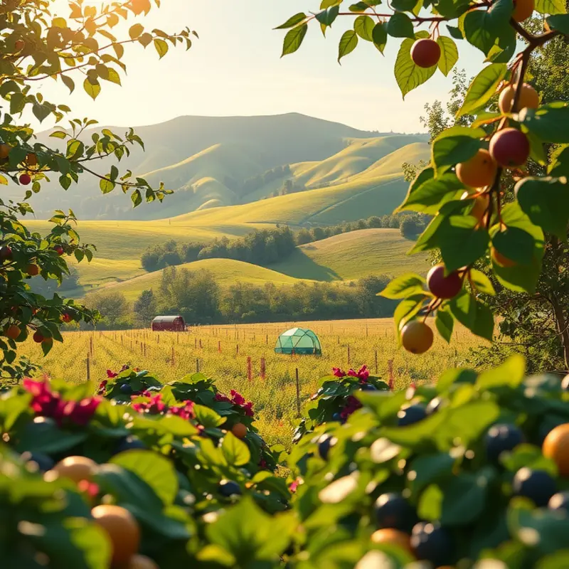 A sunlit field showcasing the beauty of fresh, organic produce.