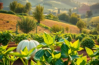 A vibrant landscape showcasing a wide array of organic fruits and vegetables thriving in nature.
