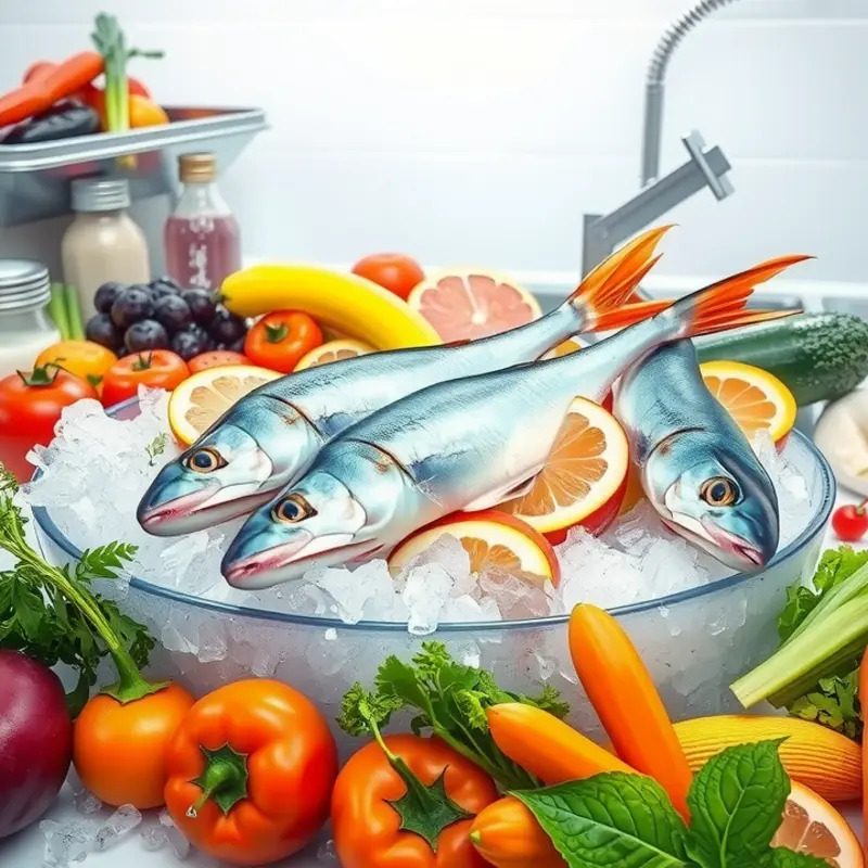 A fresh seafood display demonstrating safe storage practices.