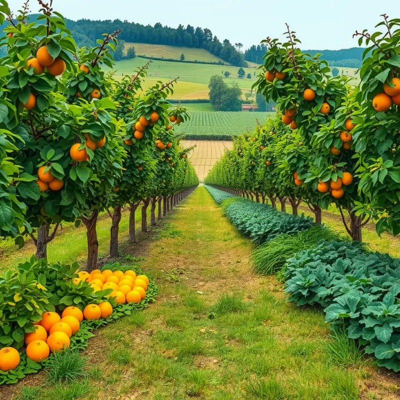 A sunlit field of fresh vegetables and fruits, symbolizing the essence of clean cooking.