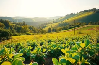 A vibrant and lush landscape filled with organic fruits and vegetables, evoking a sense of freshness and health.