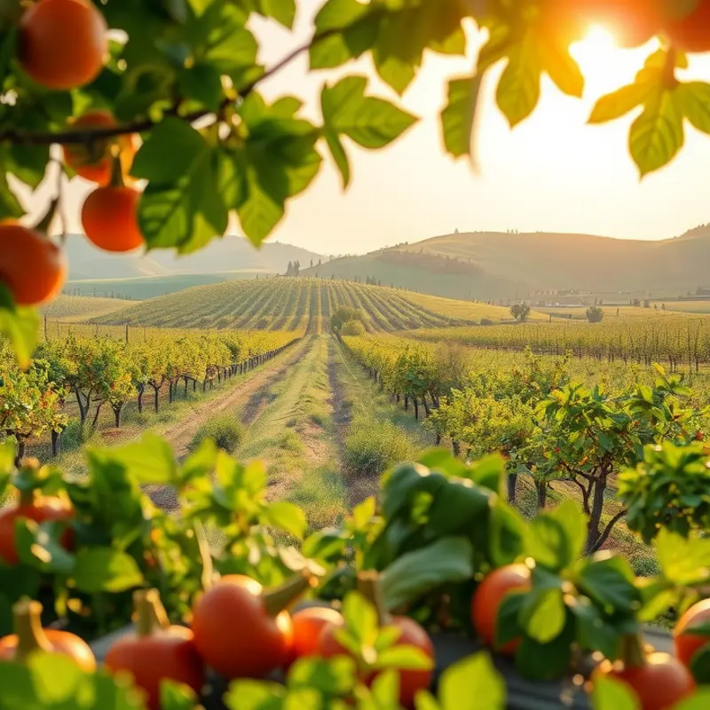 A sunlit field overflowing with organic produce, symbolizing the healthy lifestyle associated with fat adaptation.