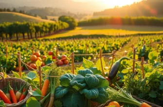 A landscape filled with vibrant produce and greenery, representing healthy nutrition.