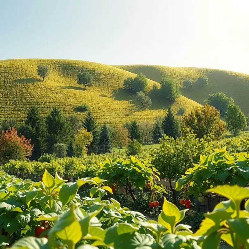 A vibrant sunlit field depicting fresh organic produce.
