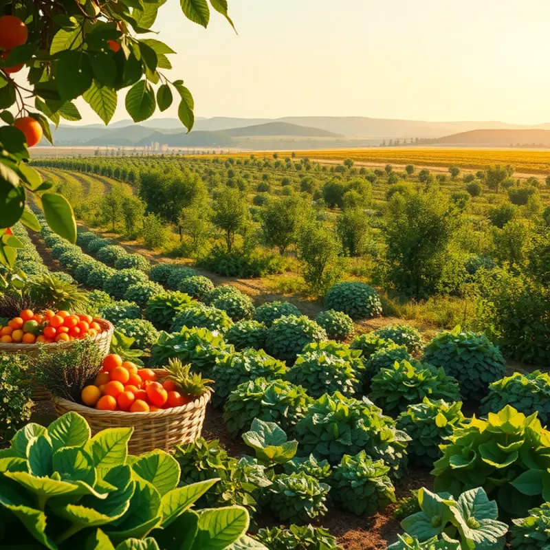 A vibrant sunlit field showcasing the freshness of organic produce.