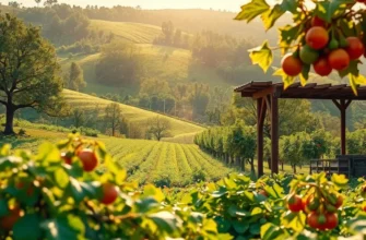 A field showcasing an abundance of organic produce surrounded by natural beauty.