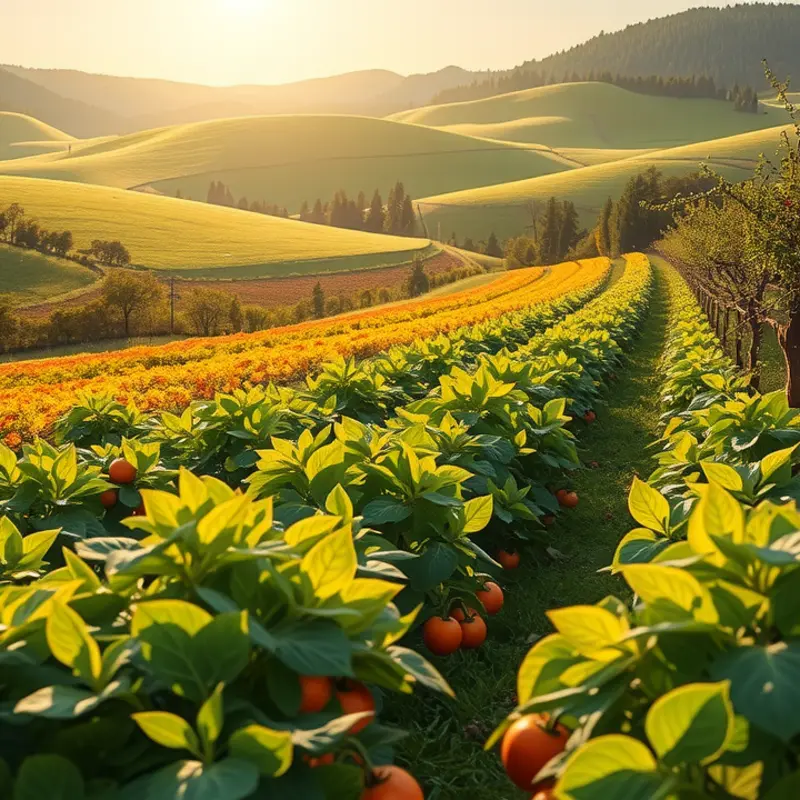 A sunlit field brimming with vibrant and healthy produce.