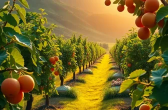 A vibrant sunlit orchard showcasing fresh fruits and vegetables, representing the connection between food and memories.