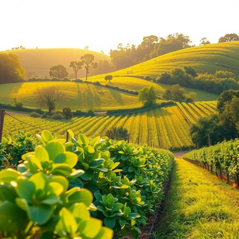 A vibrant field showcasing organic produce under warm sunlight.