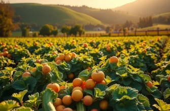 A photorealistic representation of a lush landscape filled with colorful vegetables and fruit, symbolizing healthy, sustainable eating.