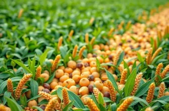A scenic view of an organic orchard filled with ripe vegetables and fruits, highlighting nature's bounty.