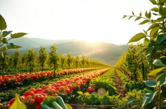 A vibrant field of organic vegetables basking in sunlight.