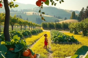 Sunlit field filled with various vegetables, showcasing the abundance of natural produce.