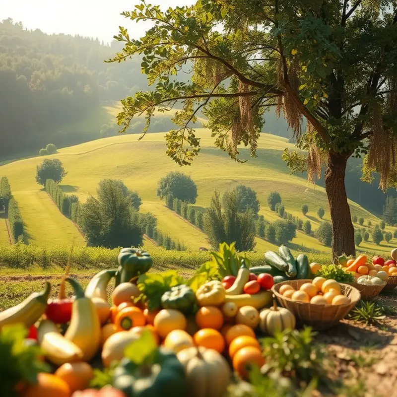 A sunlit field showcasing the beauty of nature and organic produce.