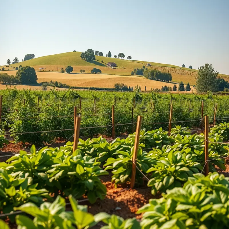 A scenic orchard with vibrant fruits representing the source of flavonoids.