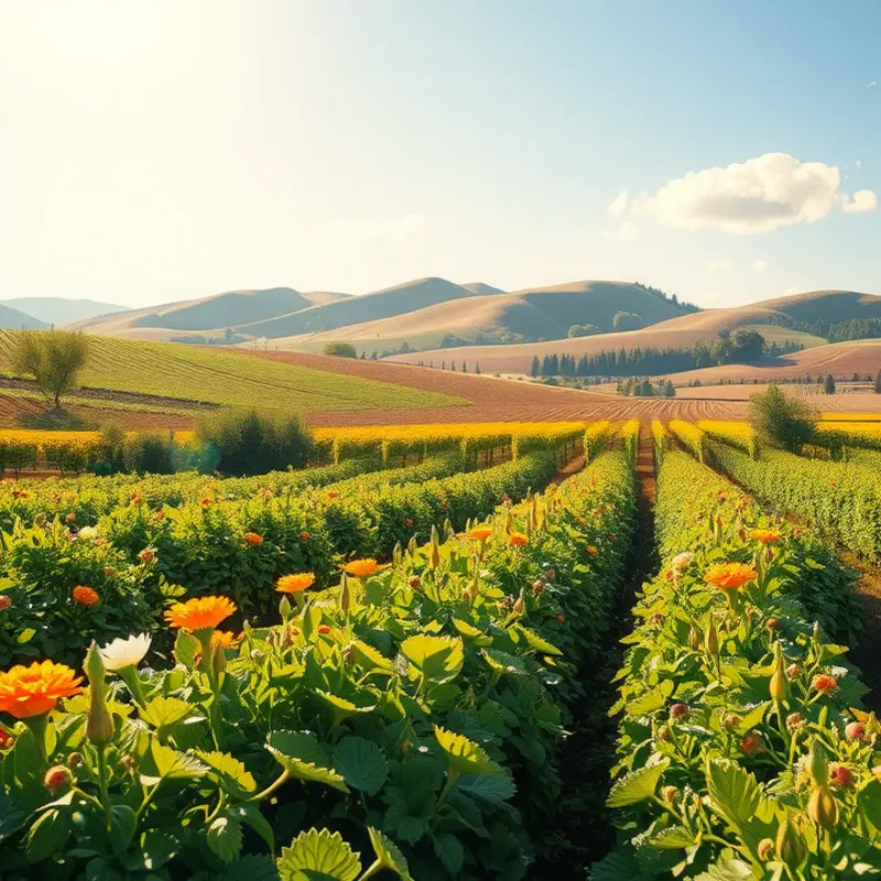 A vibrant sunlit orchard showcasing the essence of organic farming.