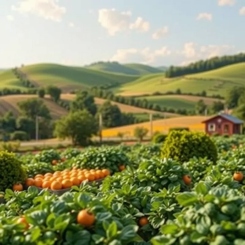 A sunlit field showcasing the beauty of fresh, organic produce.
