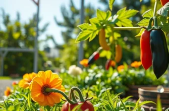 Photorealistic depiction of a sunlit garden filled with vibrant fruits and vegetables amidst lush greenery.