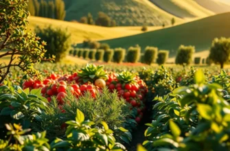 A scenic landscape of a healthy orchard, illustrating the beauty and abundance of nature's offerings.
