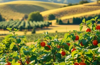A scenic view of a vibrant organic field showcasing a variety of fruits and vegetables.