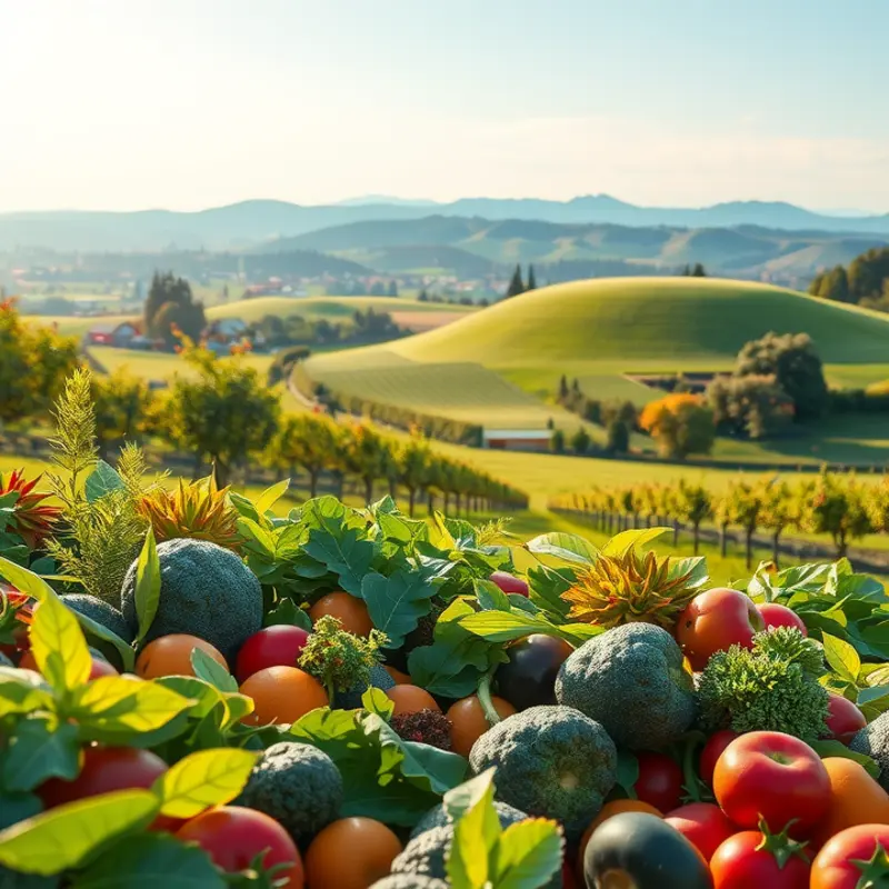 A vibrant field showcasing organic produce under warm sunlight.
