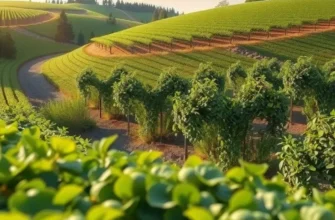 A vibrant orchard filled with fresh fruits and vegetables under soft sunlight.