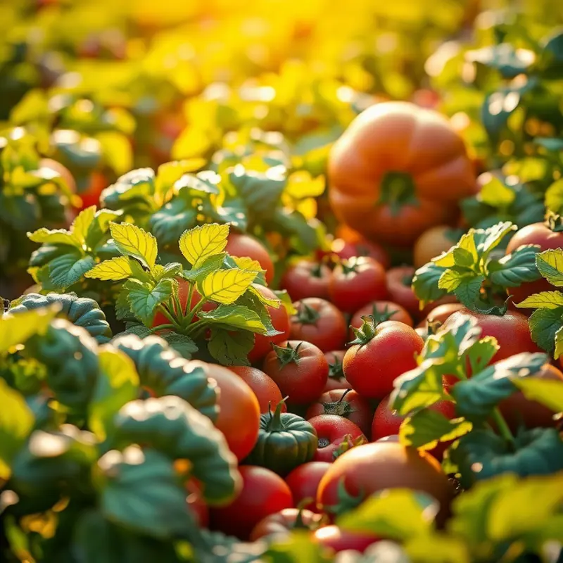 A vibrant field overflowing with fresh vegetables and fruits, emphasizing the essence of organic cooking.