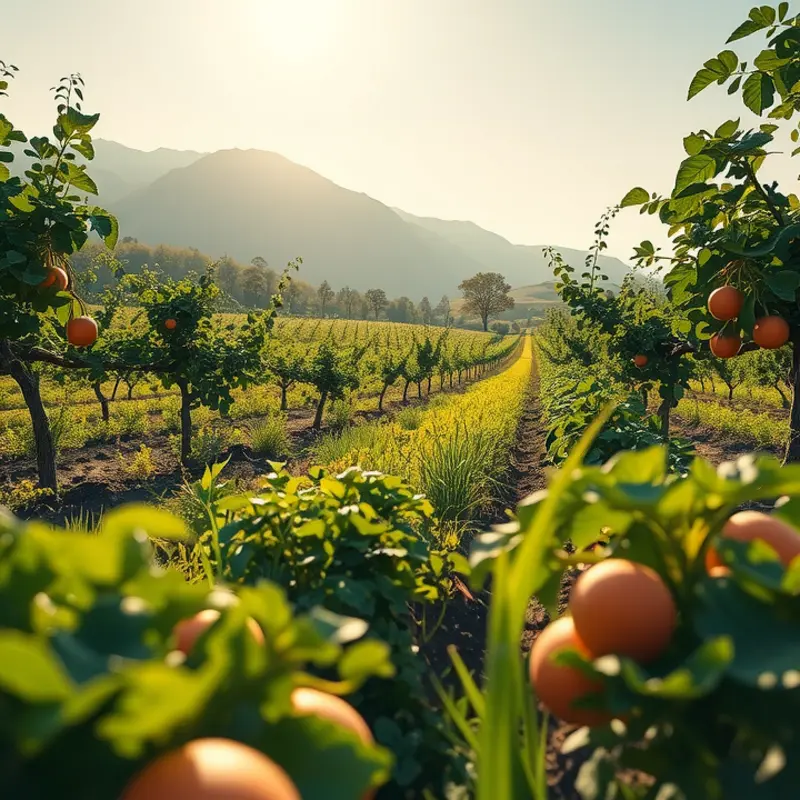 A sunlit field thriving with fresh vegetables.