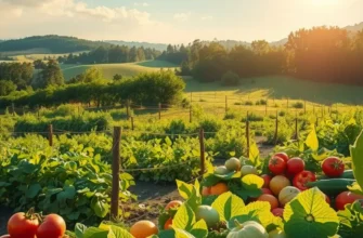 A stunning natural landscape filled with vibrant fruits and vegetables.