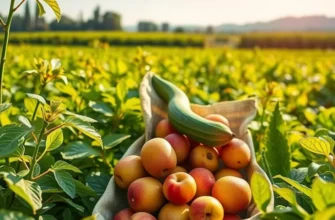 A lush landscape filled with vibrant vegetables and fruits in a beautiful natural setting.