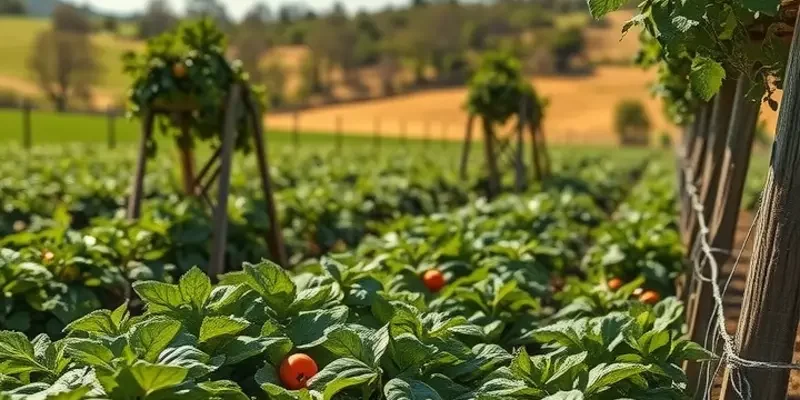 A natural landscape depicting lush vegetables and fruits symbolizing the importance of fresh ingredients.
