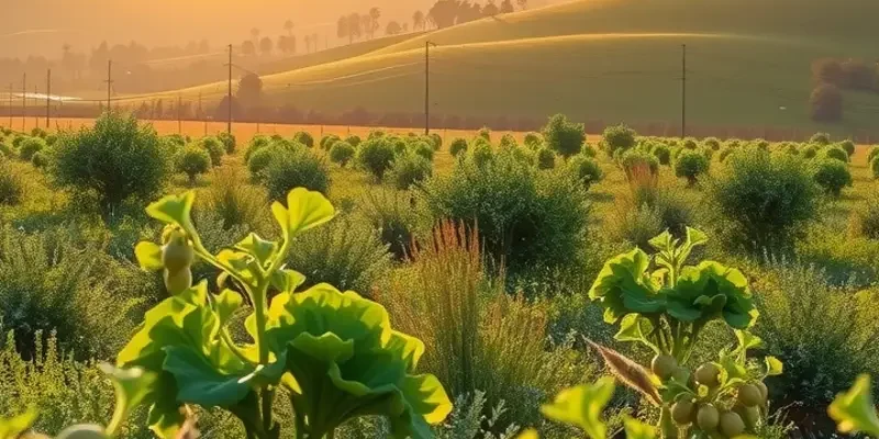 An orchard overflowing with fresh, organic vegetables and fruits showcased under natural light.