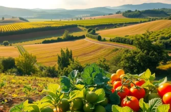 Field filled with a variety of vegetables and fruits, radiating natural beauty.