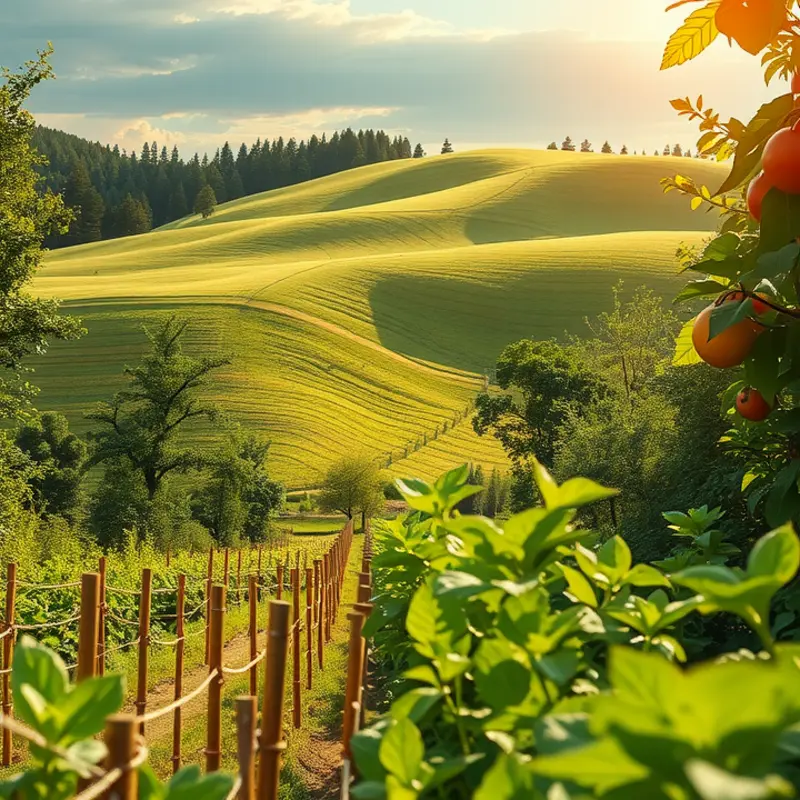 A vibrant natural landscape reflecting the abundance of healthy produce.
