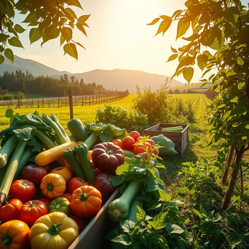 A vibrant natural landscape reflecting the abundance of healthy produce.