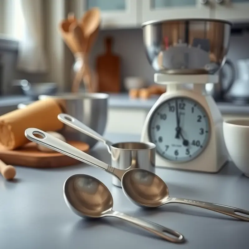 A calm kitchen environment showcasing measuring tools essential for accurate baking.