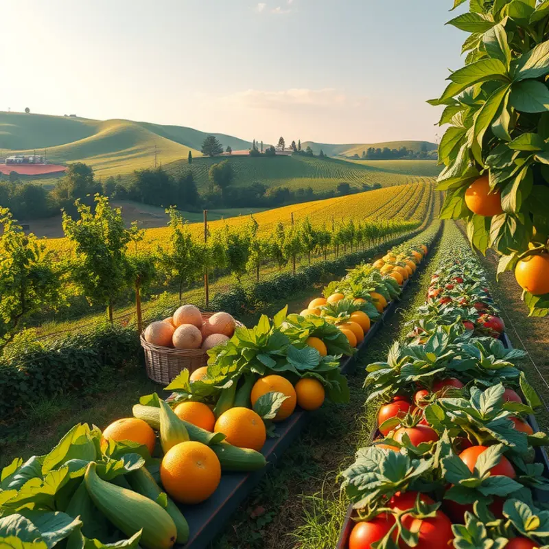A serene sunlit landscape showcasing the abundance of nature.