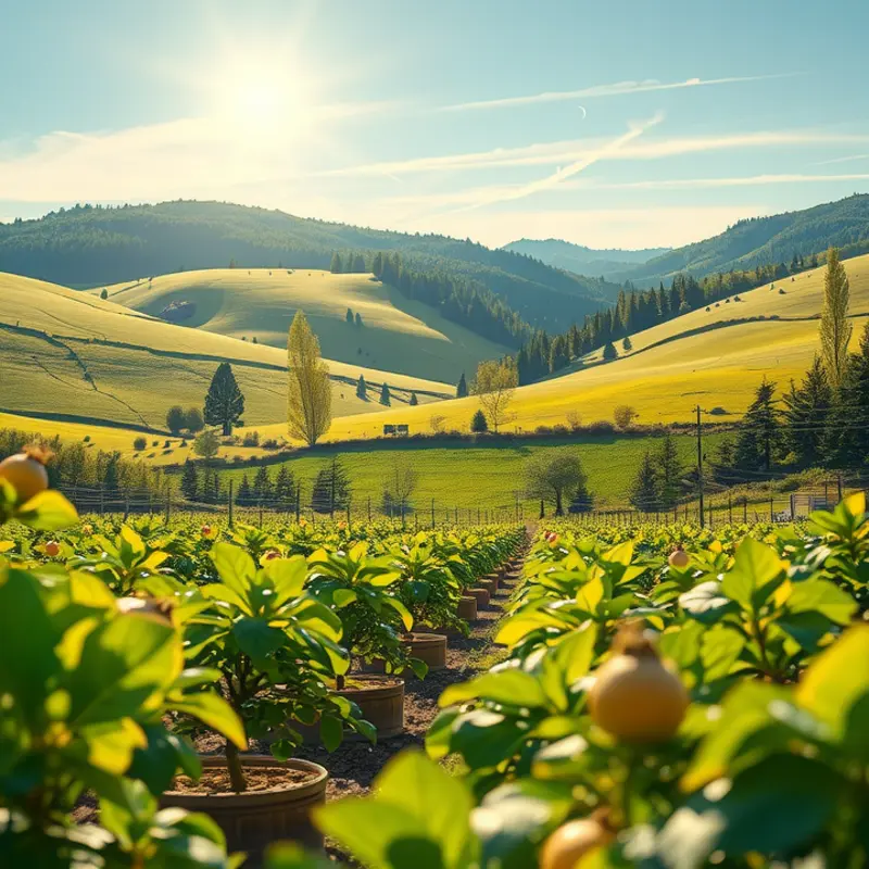 A vibrant orchard bathed in sunlight, symbolizing the bounty of nature’s produce.