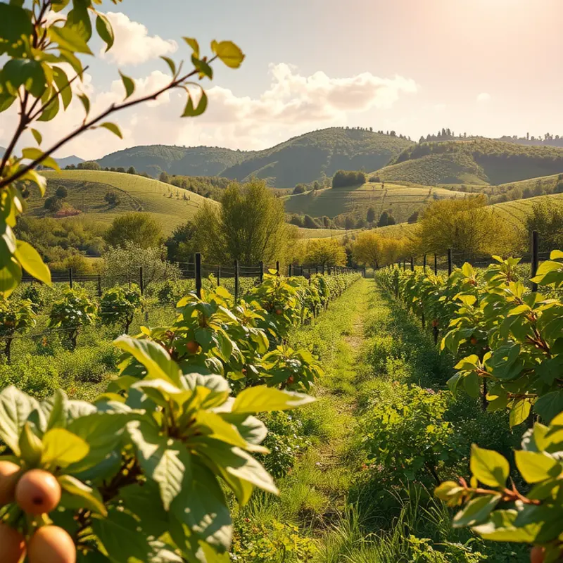 A vibrant orchard representing natural sweeteners like agave syrup.
