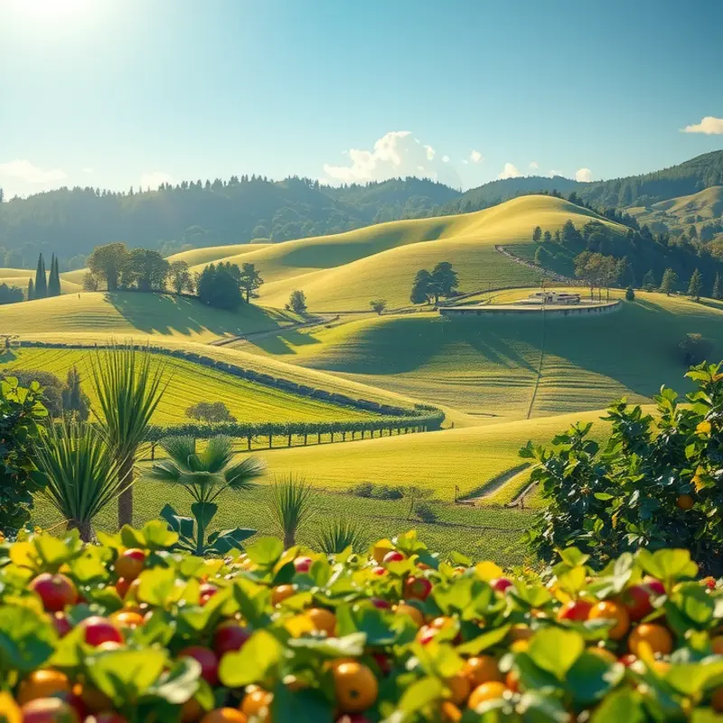 A vibrant field showcasing the abundance of organic fruits and vegetables.
