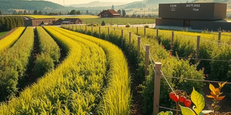A bright field filled with vibrant plants and vegetables representing natural health.