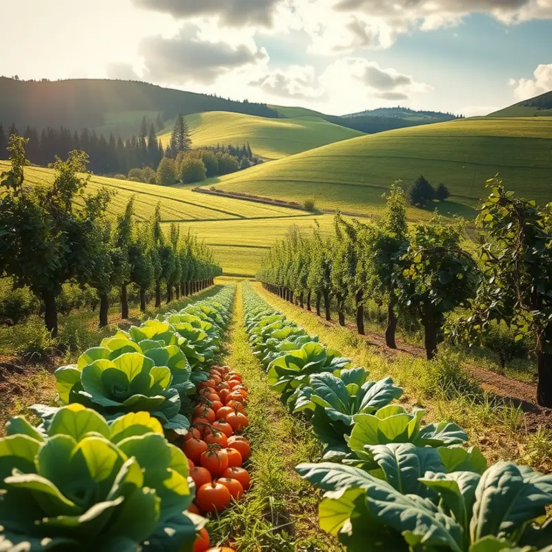 Vibrant natural landscape highlighting organic produce.