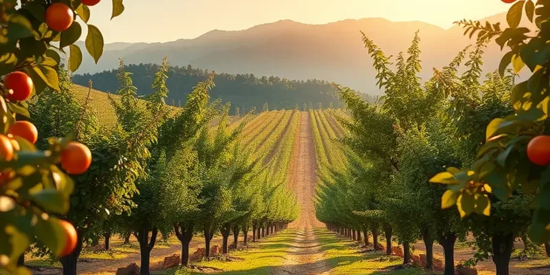 A sunlit field filled with vibrant vegetables and fruits, symbolizing the abundance of organic produce.